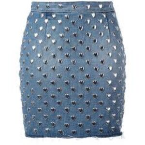 Saint Laurent Denim Mini Skirt with Metal Hearts Size 27